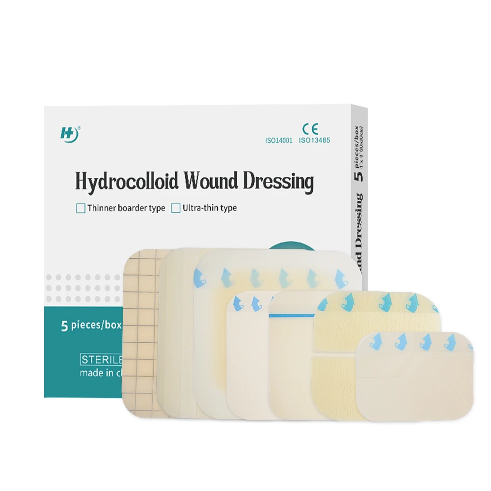 Thin Waterproof Bordered Hydrocolloid Dressing Soft Disposable for Bed Sore, 6*7cm