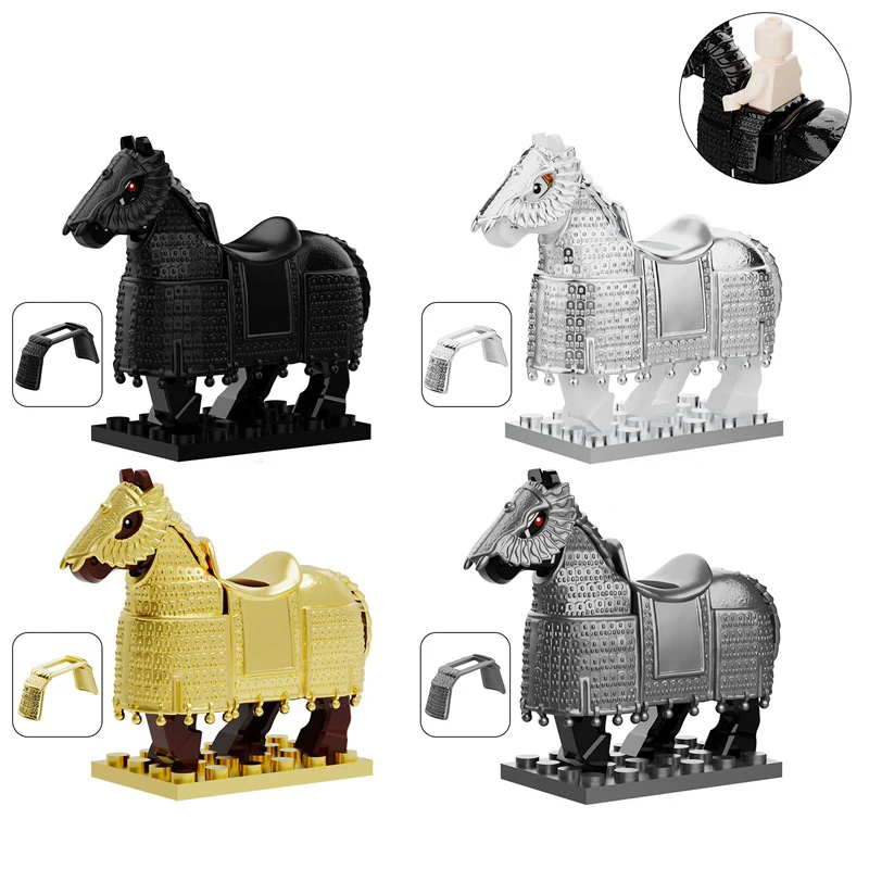 Medieval Series Heavy Armored Iron Float War Horses Model Figures Toys  Building Blocks Horse