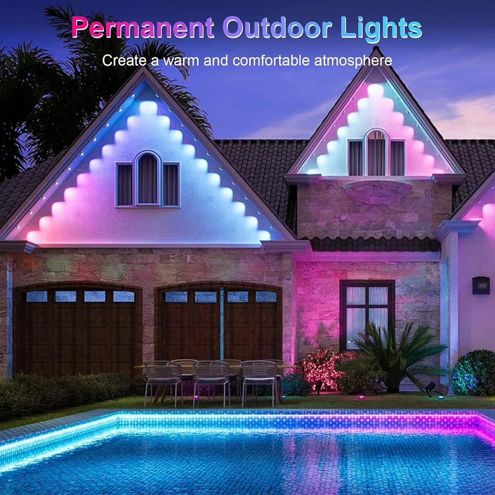 outdoor DIY Garden decor light LED RGBIC chips Blue--tooth wireless remote controller smart housing ambience decorating lamp