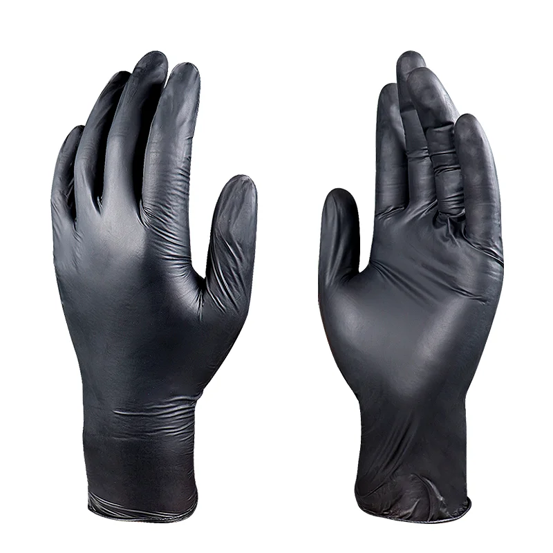 Nitrile gloves powder free 100 pcs/box motorcycle car washing black rubber /latex/pvc blend custom waterproof gloves wholesale