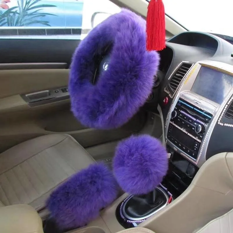
Winter Super Soft Plush Car Steering Wheel Cover Universal Warm Faux Fur Auto Handlebar on the Steering Wheel Braid Beautiful 