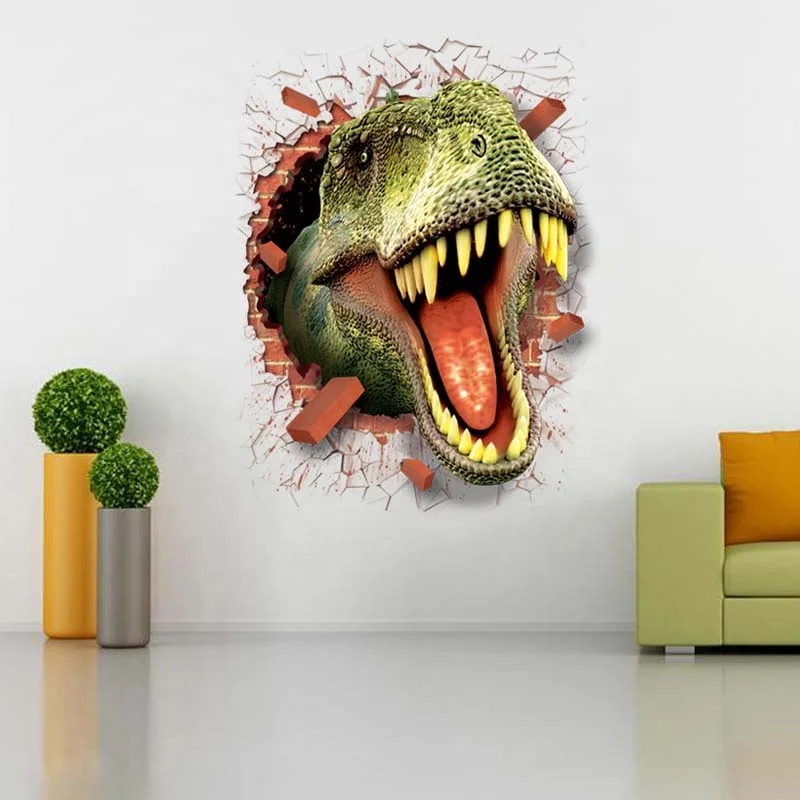 Wholesale Dinosaur Design Eco-frindly Removable Adhesive PVC Kids Home Decor 3D Wall Sticker