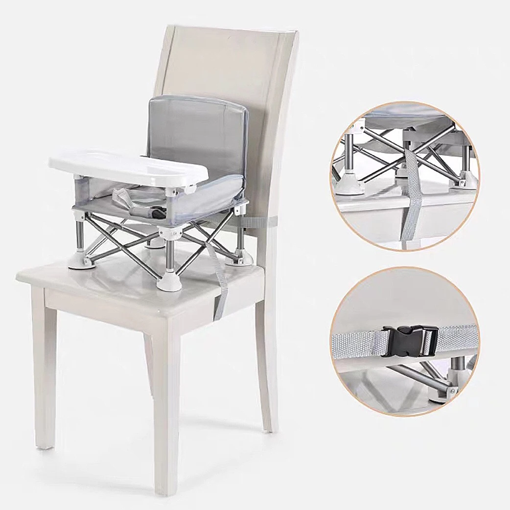 Pocket Snack Booster Seat -Grey Color Travel Booster Seat and Activity Chair with Removable Tray