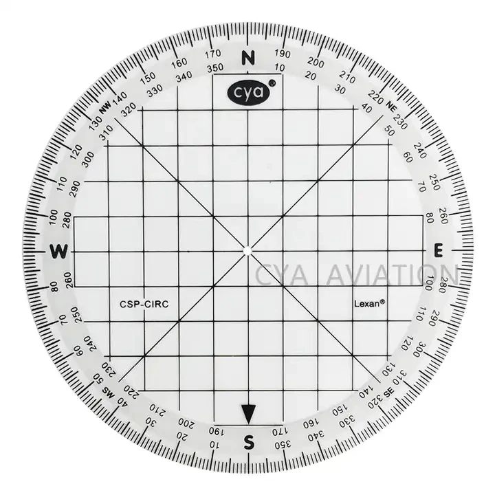Clear Lexan Durable Circular Protractor 360 Degree Pilots Students Aviation Supplies Plotter for FAA Examination