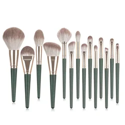 2022 New Makeup Brush Set Vegan Green wooden handle Makeup Brushes High Quality Beauty Tool Wholesale