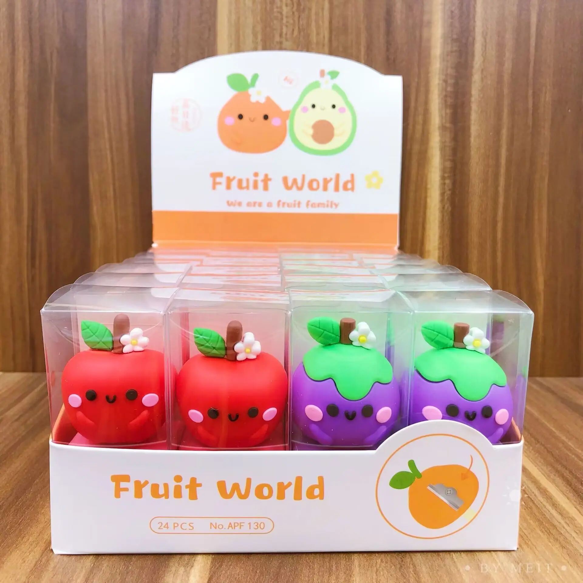 Cute pencil sharpener 24 pcs/box cartoon student stationery portable mini pencil sharpener