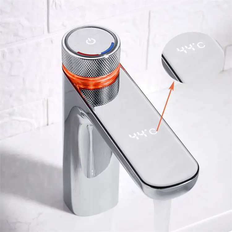 Smart Digital Heater Thermostatic Faucet Instant Electric Heating Faucet (Silver) With LED Display