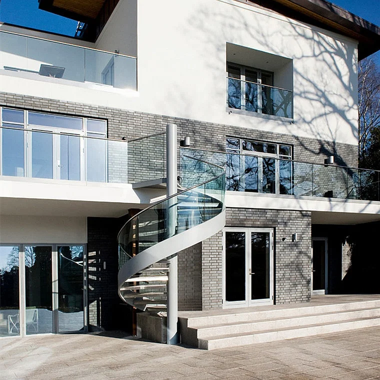 ACE Staircase Design Modern With Glass Railing White Hotel Outdoor Used Spiral Stairs/mono stringer floating stairs