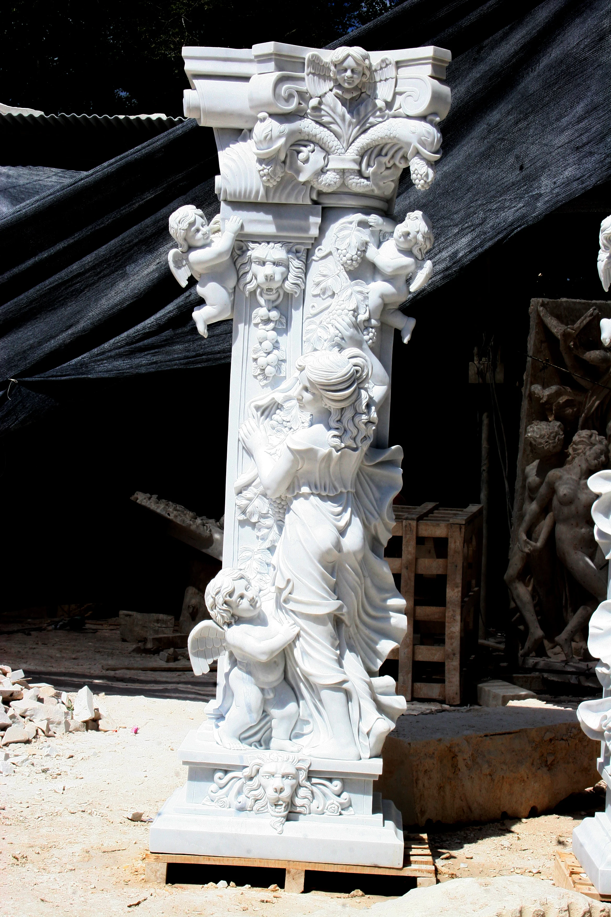 Decorative  Marble Roman  Columns for House Villa Hotel Stone Marble Column