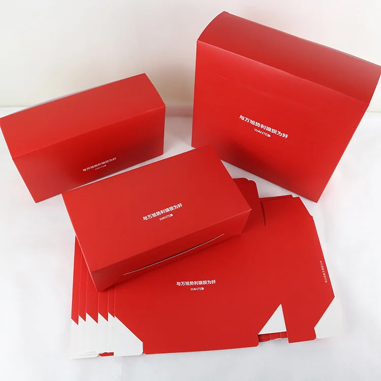 Custom Printing Color 400G Red Paper Cardboard Folding Box With Logo Printed