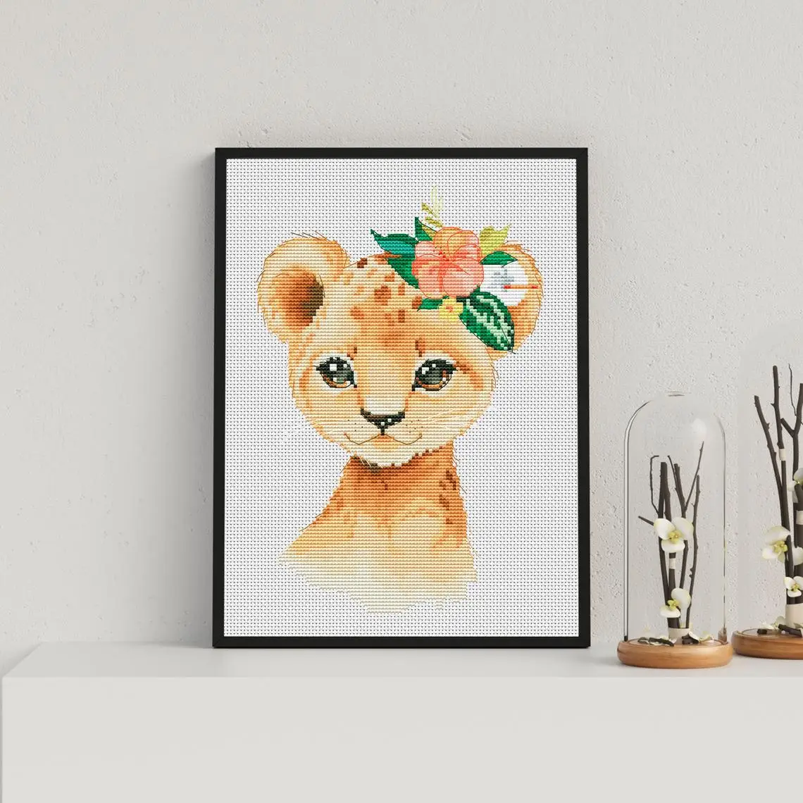 Lion cross stitch pattern  fabric crafts bedroom decorative painting embroidery DIY material package