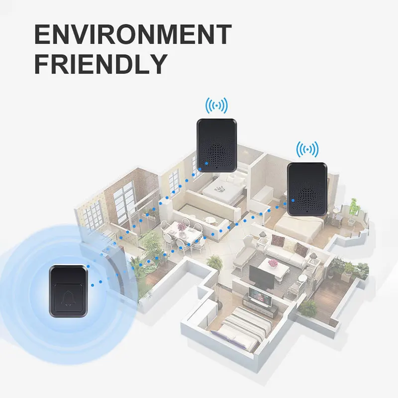 Modern Design Self-Powered Wireless Electric Door Bell Waterproof Hotel House Bell with Battery