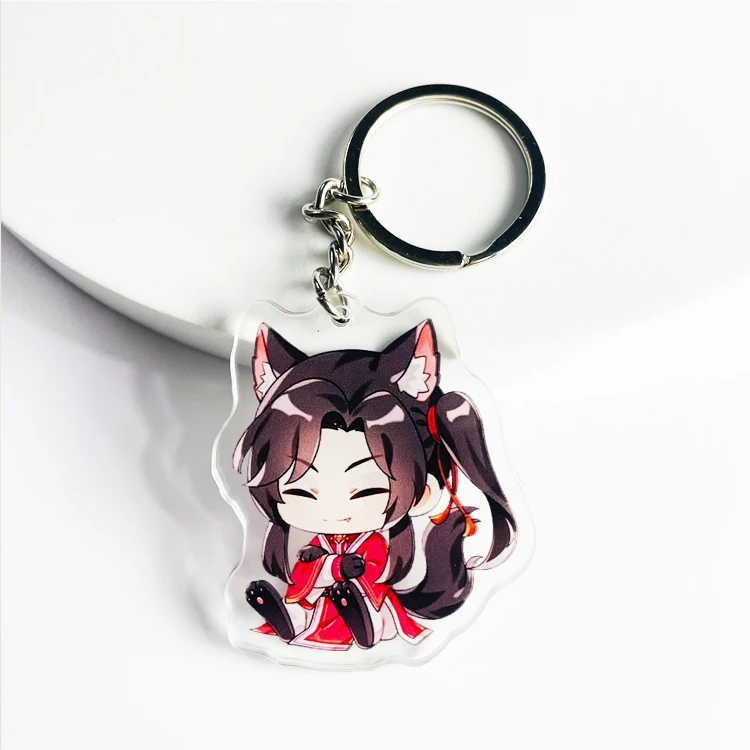 Custom printed double sided charms anime clear acrylic linked keychain