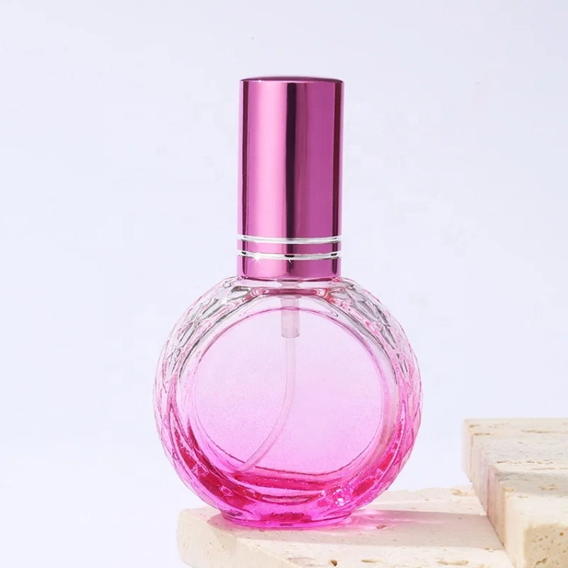 Wholesale hot sale empty luxury flat glass perfume spray bottle 12ml mini colorful cute glass perfume bottles for kids