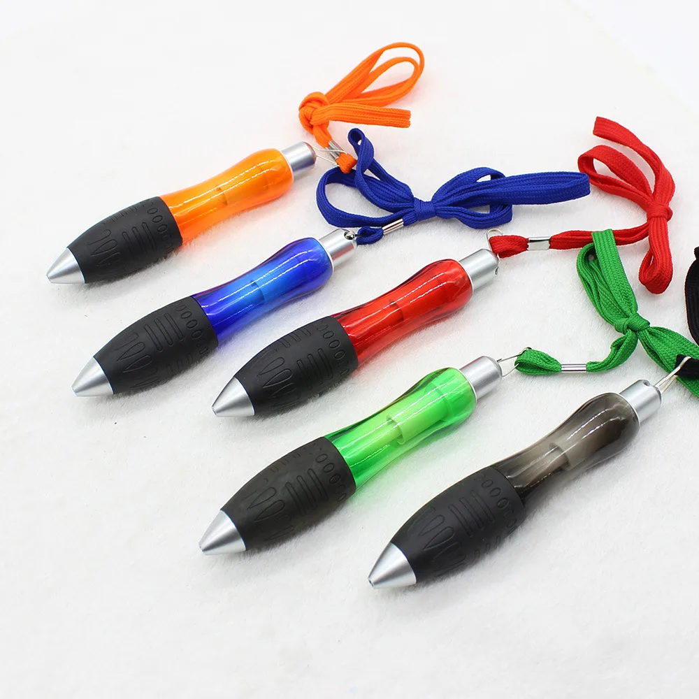 Creative Retractable Big Size Ballpoint Pen With Hanging Rope Cheap Promotion Advertising Plastic Ball Pen With Logo