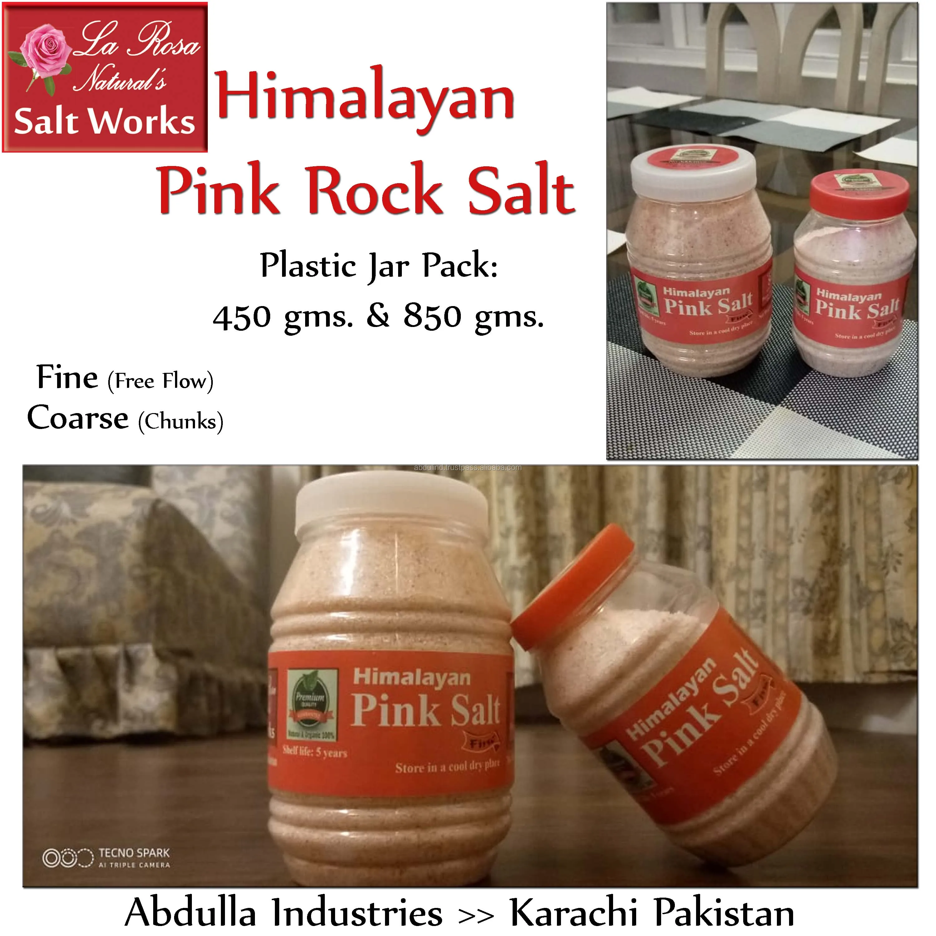 Himalayan Pink ROCK SALT - Jar Pack - Free Flow Salt Pouch Packing Chunks Eatable Hamalayan Range PRODUCT - Pure Pink Rock Salt