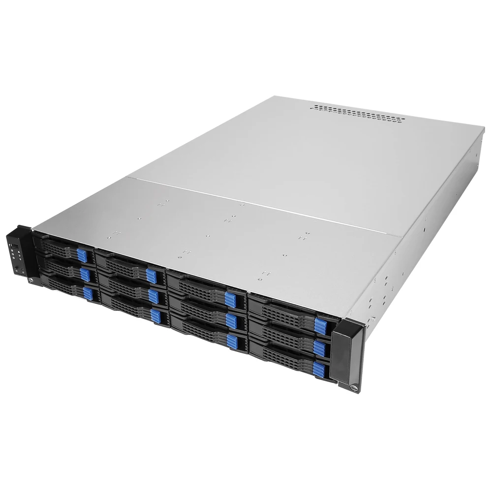 19inch hot swap rack case 2U 12BAYS server case with hotswap fanwall storage rackmount chassis with psu