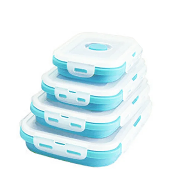 
Eco-Friendly Folding Silicone Lunch Box Collapsible and Stackable Eas Storage Food Container 