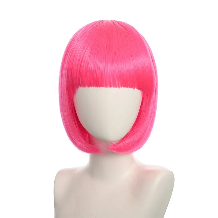 Heat Resistant Synthetic Short Blonde Bobo Cosplay Hair Wigs Women  Short Straight Bob Wig