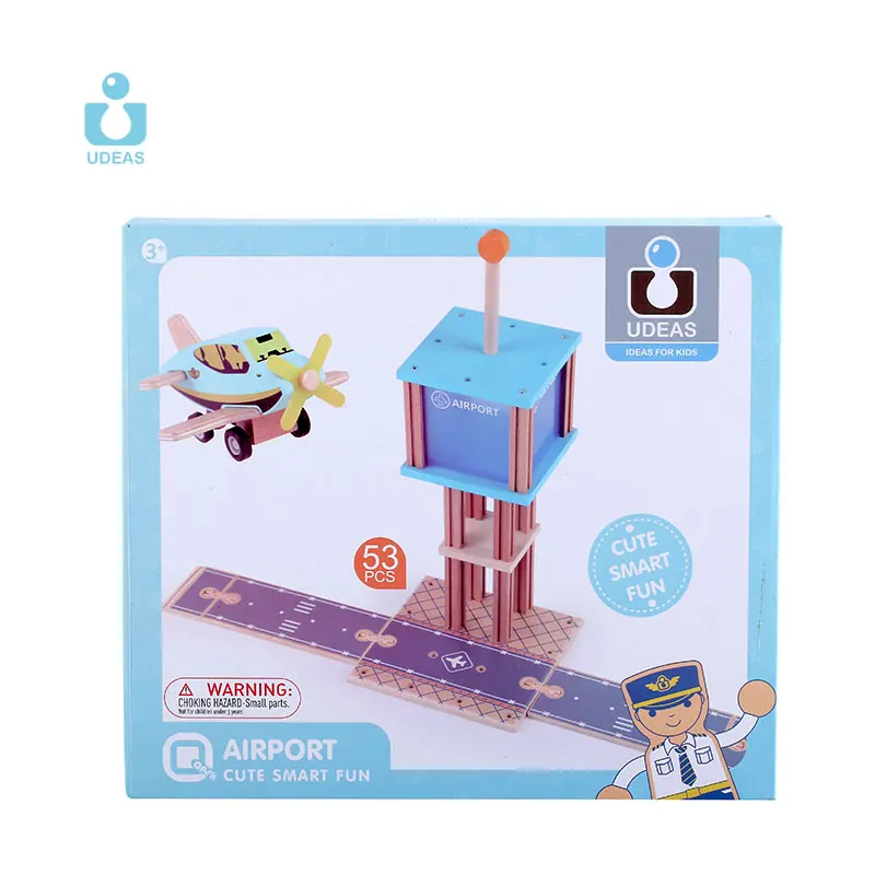UDEAS DIY Splicing slot toys emulational wooden airport tracks toys for kids