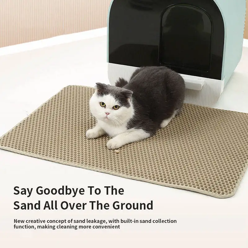 EVA Double layer cat litter mat honeycomb hole concentrated cat litter mat washable pet mat