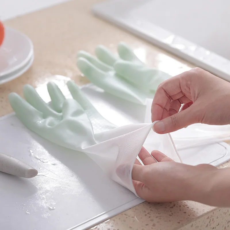 Dishwashing Cleaning Gloves Scrubber Dish Washing Sponge Rubber Gloves Kitchen Cleaning Tools