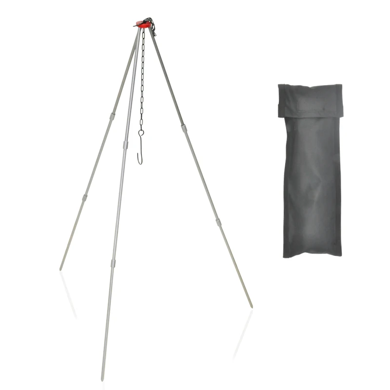 New style more stable aluminum outdoor convenient portable tripod pot bracket camping hanging rack