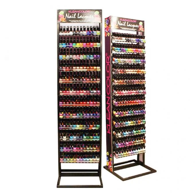 Custom Cosmetics Store Floor Type Makeup Bag Tools Set Lipstick Lip Gloss Nail Polish Bottle Metal Display Rack Stand