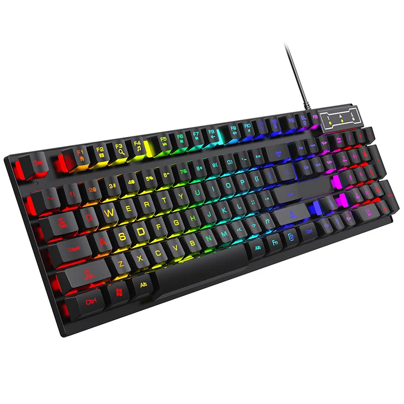 Q1S Fashion Floating Gaming Keyboard USB Wired Backlit Keyboard 104 Keys Waterproof Gamer