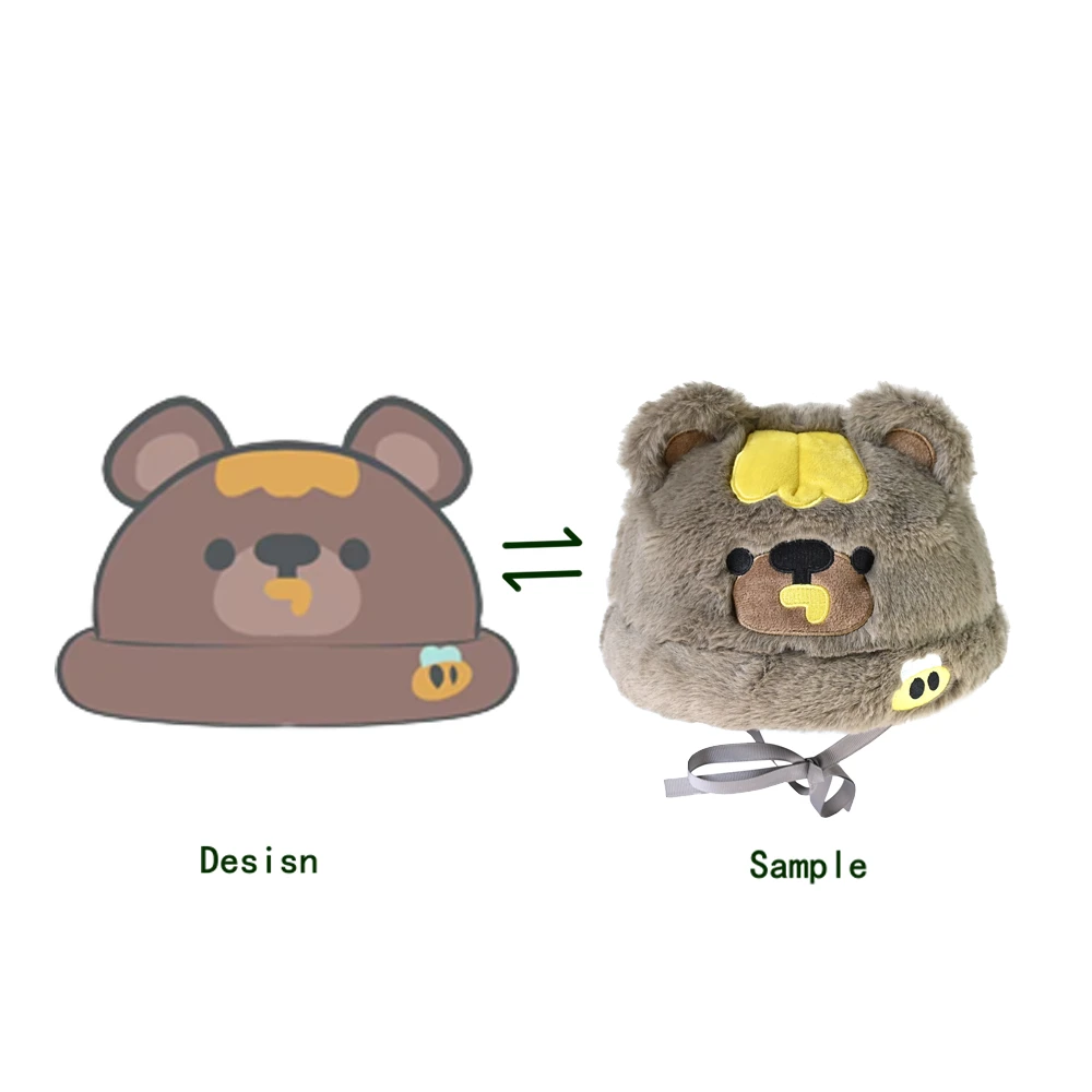 Custom Plush Fun Animal Hats One Size Super Soft Warm Hat Cozy Fleece Winter Hat for Kids & Teens