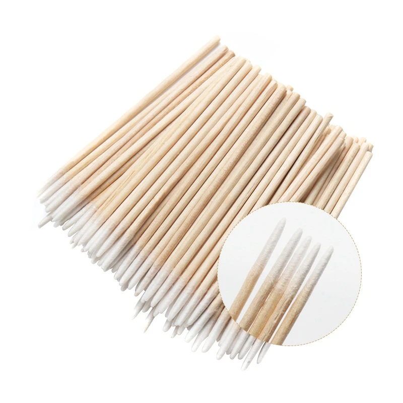 Wholesale price High Quality blading Accessories cleaning 7cm 10 cm sharp Disposable Cotton Swab Wooden Cotton Swab With Tip