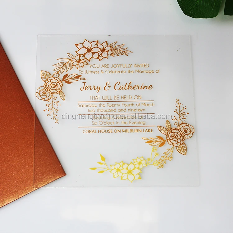UV Printing Clear Acrylic Wedding Cards Luxury Invitations Design