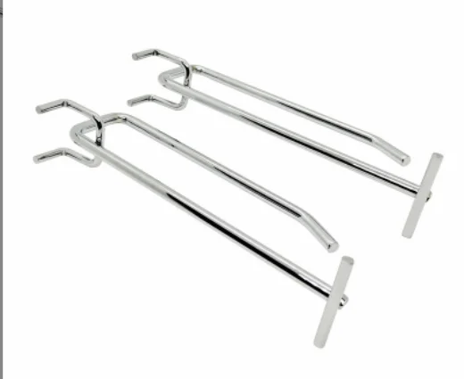 Pegboard Metal Trough Plate Chrome Double Galvanized slat wall Hook Zinc Supermarket Display Shelf Hooks