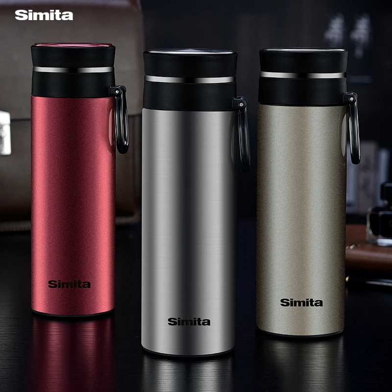 
SIMITA Double Wall 18/8 Stainless Steel Water Bottle Independent Filter Tea Separated Thermos Vacuum Flask for Gift Business 