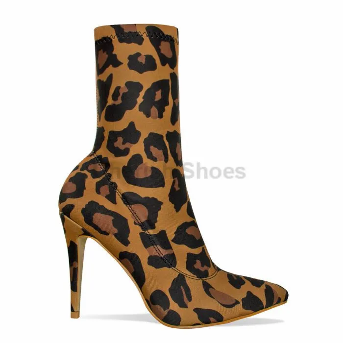 New fashion ladies boots stiletto heels footwear Sexy winter boots for wome girls heels boots leopard trendy shoes