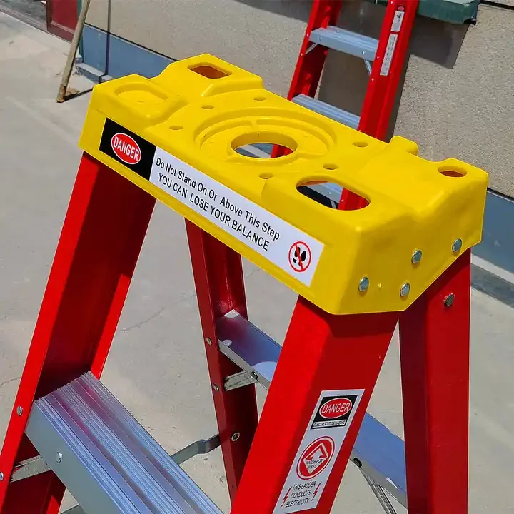 Low priced fiberglass frame ladder household heavy-duty ladder double-sided insulated ladder