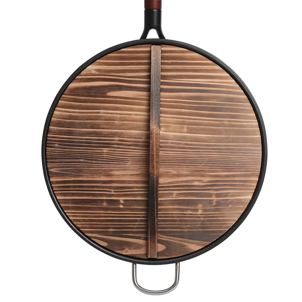 Высококачественный чёрный Железный сосна и павловнии с деревянным покрытием антипригарный железный горшок из нержавеющей стали китайский ВОК