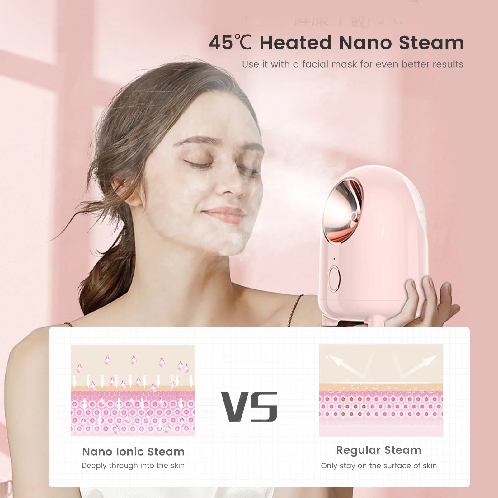 Wholesale private label electric portable mini nano ionic face sauna spa vaporizer facial steamer