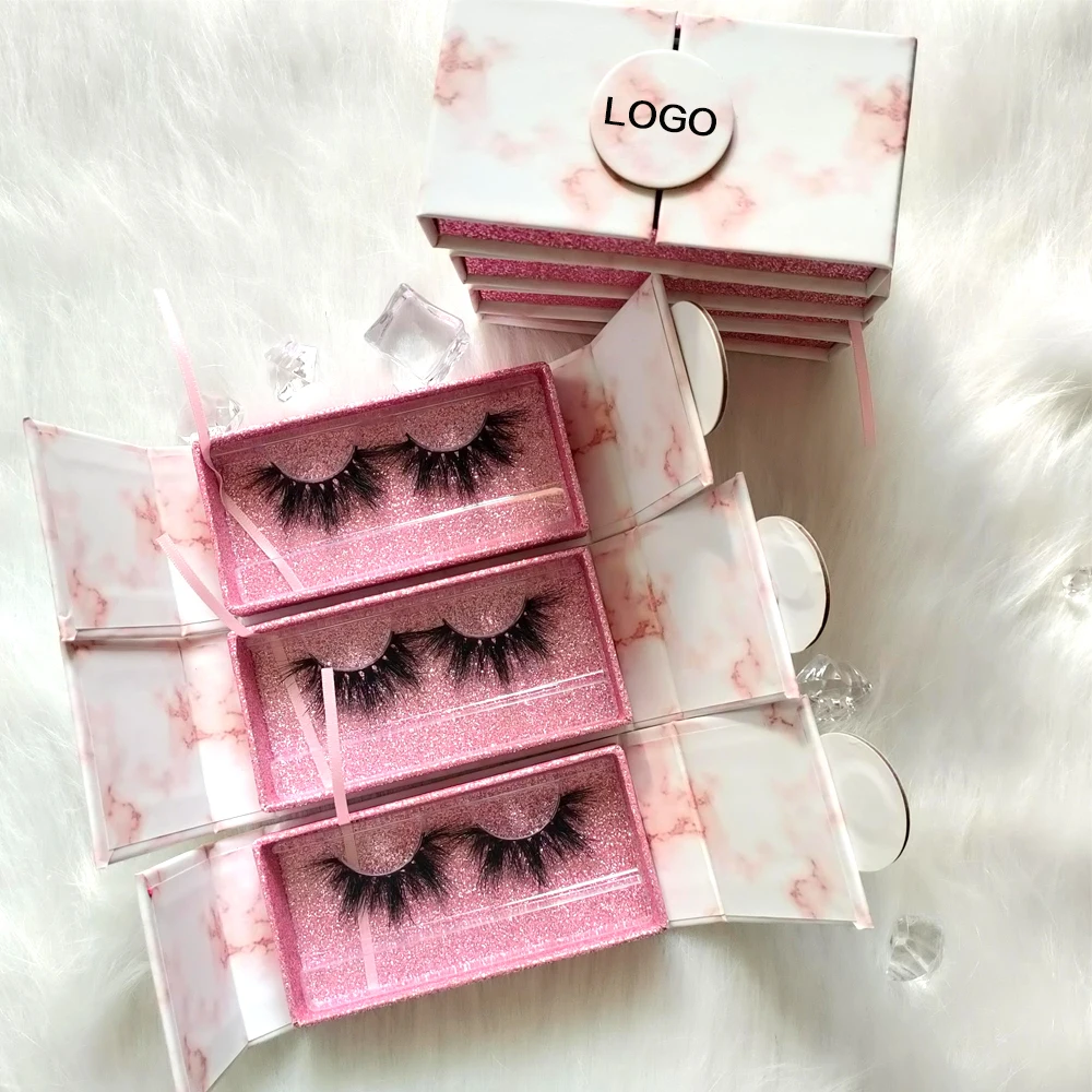 Wholesale lashes bulk buy natural mink eyelashes 5d d curl mink lashes 25mm mink eyelashes with boxes