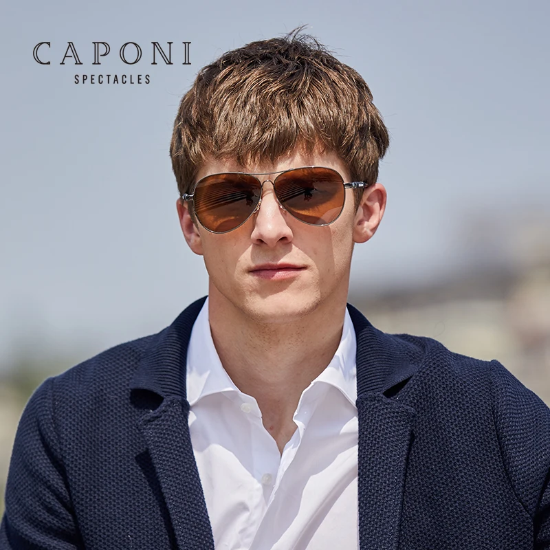  Очки-авиаторы CAPONI Мужские поляризационные солнцезащитные аксессуары для вождения дневного и ночного видения