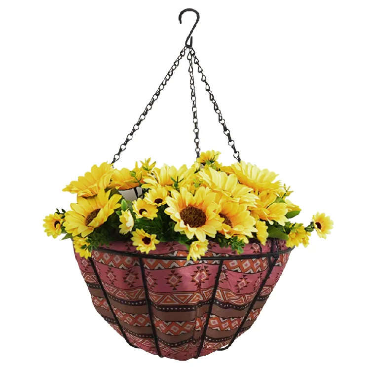 
hanging planter with round coco water-retaining liner 