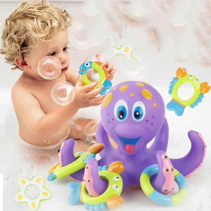 Funny octopus for kids to play into water bathing shower toys plastic funny bath toy octopus