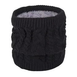 Classic fashion warm neck loop cable knitted wool snood scarf warm fur lining snood scarf for woman