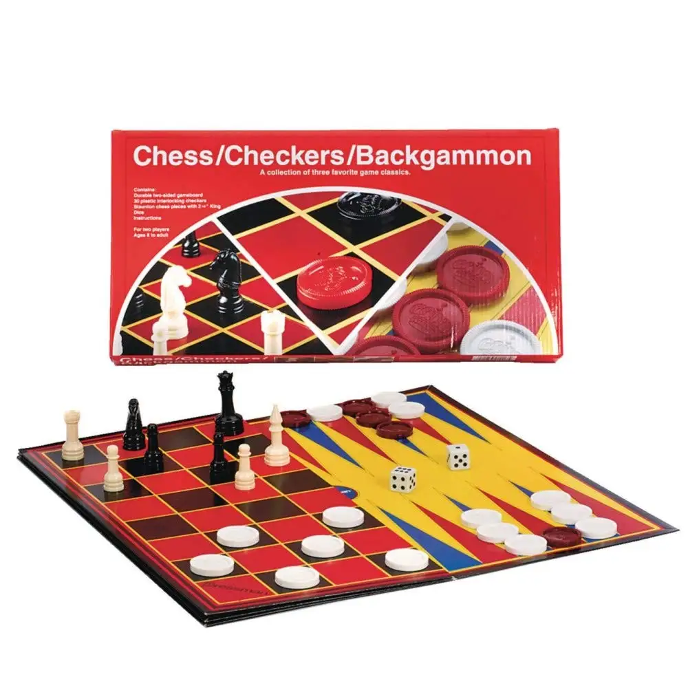 Custom plastic multi-colored backgammon board bingo game set red box checkers portable backgammon