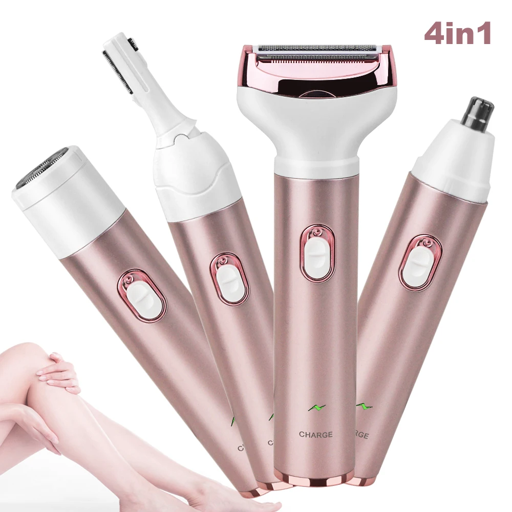 4 in 1 Painless Hair Remover Portable Bikini Trimmer Electric Shaver for Women