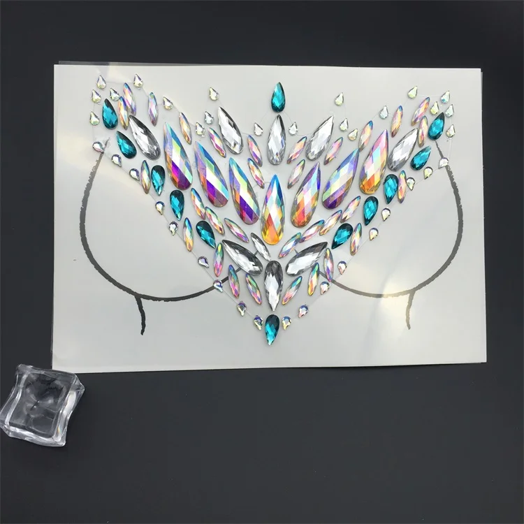 Breast Rhinestone light up nipple covers Face Body Jewelry Adhesive Crystal Stickers Sexy Nipples Pasties pearls for women