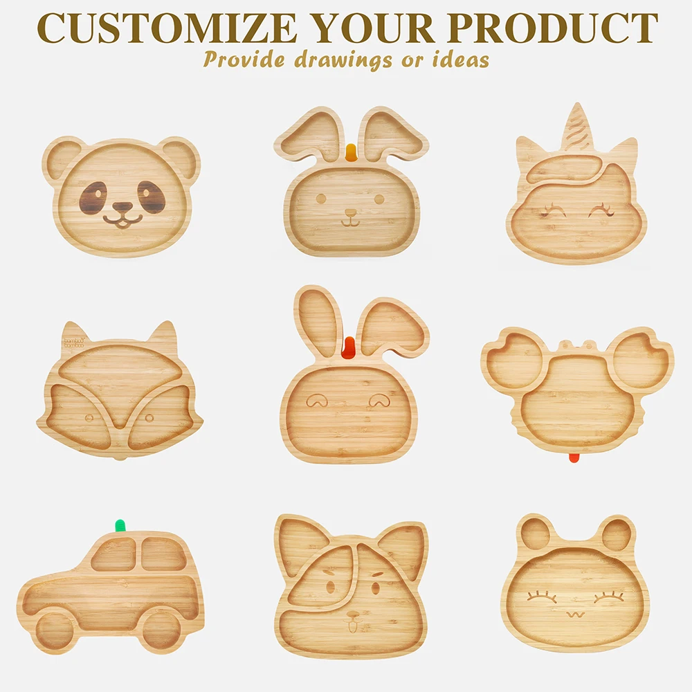 Hot selling custom baby dishes Silicone baby bowl using natural bamboo custom baby bowls