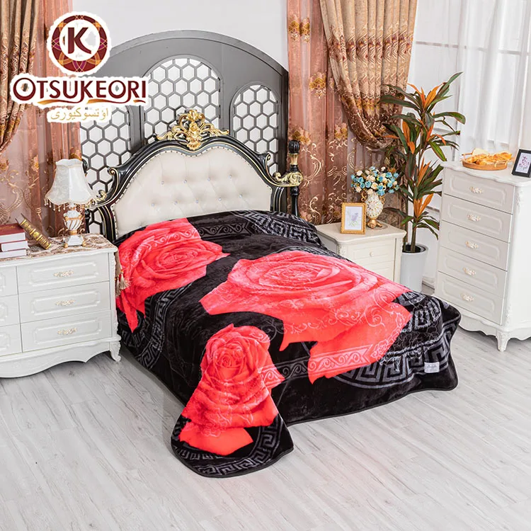 
TENDER TOUCH New design Afria style flower design 2.5kg/3kg/4kg one ply raschel blanket for winter 