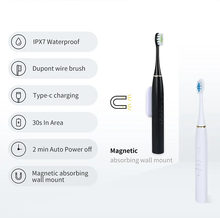 Adult Electric Sonic Toothbrush Oral Care Smart Timer Waterproof travel  rechargeable Toothbrush