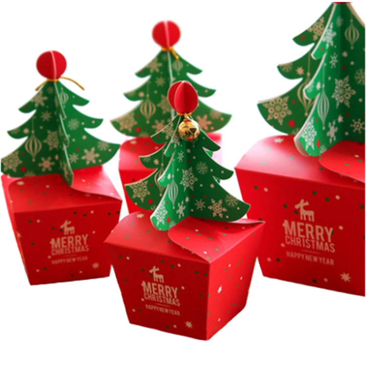 
Wholesale custom foldable Christmas tree shaped paper Christmas gift candy packaging box 